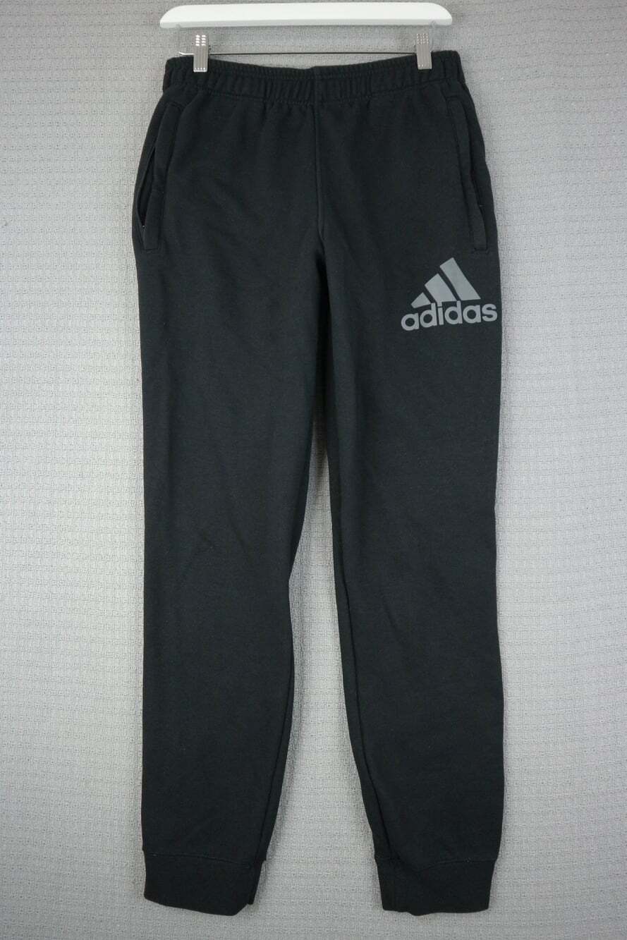 Adidas Mens Medium Sweatpants Joggers Black Climalite Logo Athletic Pants